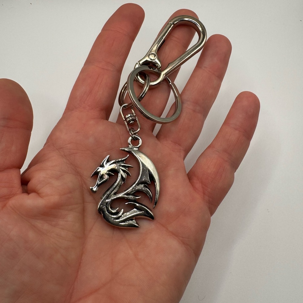 2/$20 Silver Dragon Charm Keychain - Picture 4 of 8